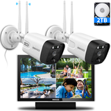 Load image into Gallery viewer, 5.0MP Security Wireless Camera System with Monitor 2TB Hard drive+Solar Camera(2 Pack)