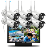Load image into Gallery viewer, (All-in-One Monitor) 2-Antennas Enchance Outdoor Security Camera System Wireless with Monitor WiFi Home Surveillance System 3.0MP Video Surveillance