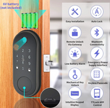 Load image into Gallery viewer, Smart Biometric Electronic Deadbolt, Keyless Entry Door Lock Front Door, Passcode, Touchscreen Keypad, Fingerprint, Card Bluetooth Door Lock, Support Wi-Fi Gateway &amp; Alexa