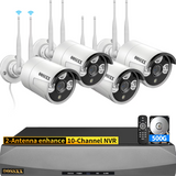 Load image into Gallery viewer, OOSSXX Dual Antennas Wireless Security Camera System, 4 Wireless Cameras for Outdoors with 500G Hard Drive with AI Human Detected