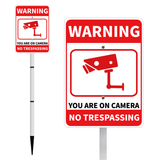 Laden Sie das Bild in den Galerie-Viewer, No Trespassing Sign For Private Property, Video Surveillance Street Sign, Security Yard Signs metal, Aluminum Home Security Sign with Stakes, Camera, Beware, 10x7 Inch&quot;
