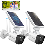 Load image into Gallery viewer, OOSSXX Solar Battery Security Camera Outdoor Wireless Solar Powered Wireless Camera with Rechargeable Battery, WiFi Home Surveillance Camera for Multi-User Use, 3.0MP with Two Way Audio 2 Packs
