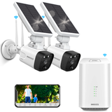 Load image into Gallery viewer, {Wire-Free Solar Powered } 2-Way Audio Dual Antennas Outdoor Security Wireless Camera System 2K 3.0MP Solar Powered Wireless Camera with Rechargeable Battery, 2 Outdoor WiFi Security Cameras
