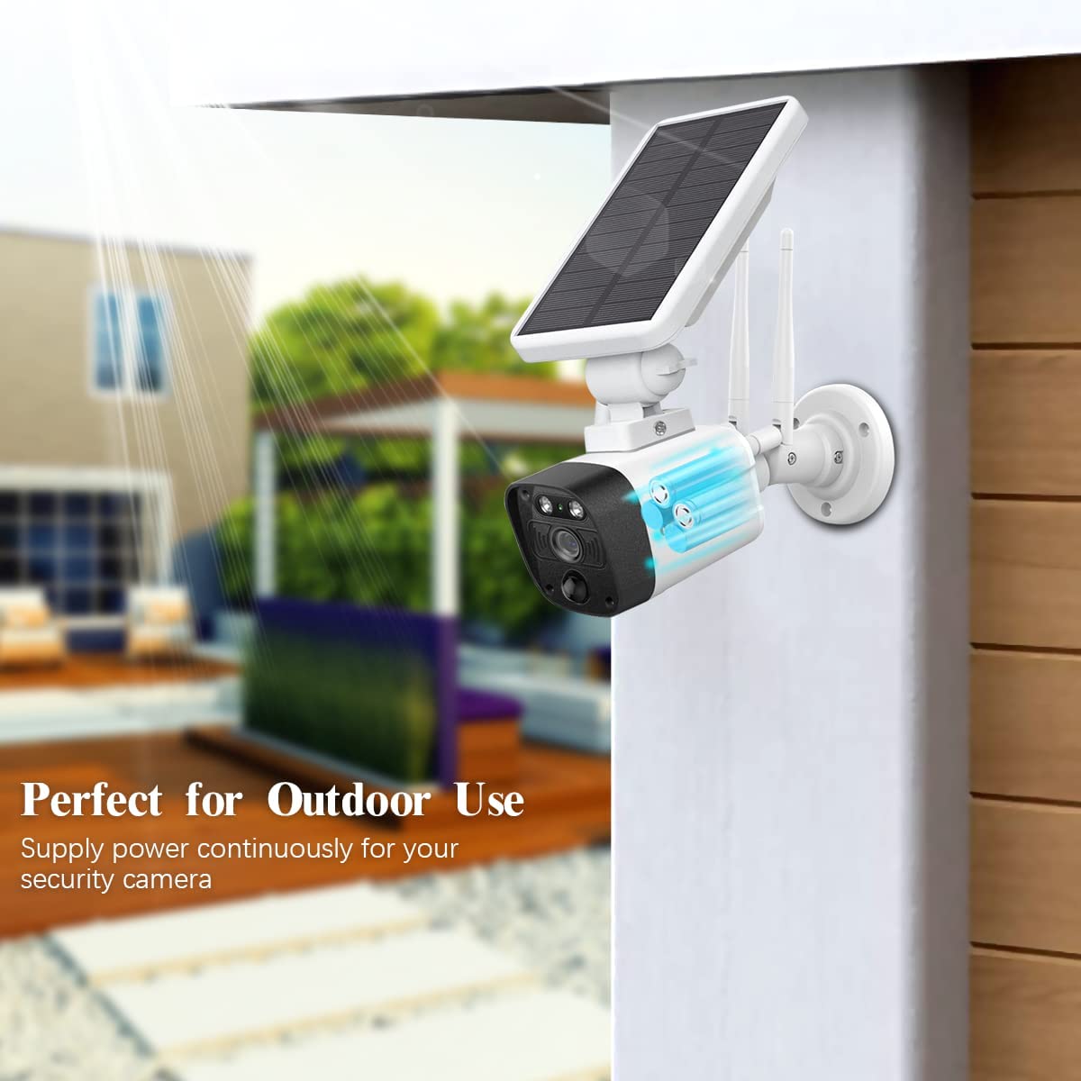Oossxx Wireless Outdoor Security Camera Wireless Solar Powered