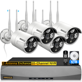 Load image into Gallery viewer, Wireless Waterproof Security Surveillance Camera System, 8ch HD NVR Recorder, 4pcs 3.0MP outdoors WiFi IP Cameras Kit with 2TB Hard