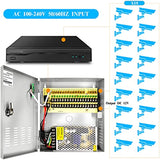 Laden Sie das Bild in den Galerie-Viewer, DC12V 10A 18CH CCTV Power Supply 18 Channel Port Box,CCTV DC Distributed Power Box Supply Output AC to DC 12V 10A,AC Plug and Lock for Security CamerasCH