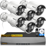 Laden Sie das Bild in den Galerie-Viewer, 5.0 Megapixel POE Home Security Video Surveillance Camera System, 6 pcs Wired Bullet IP Cameras Kit, 8-Channel NVR, H.265+ Nigh Vision